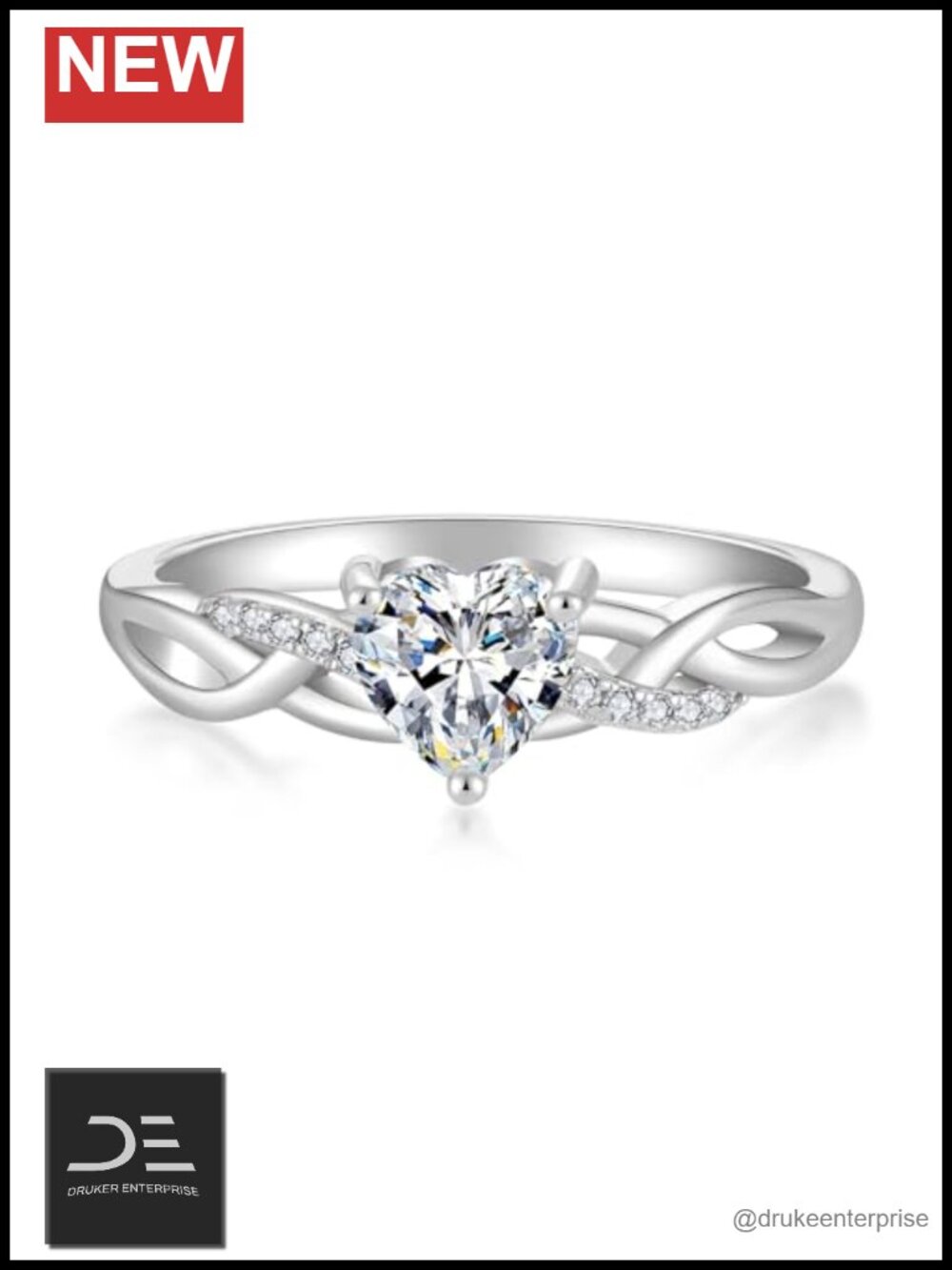 Heart Shaped Moissanite Ring 925 Sterling Silver Engagement Promise Anniversary